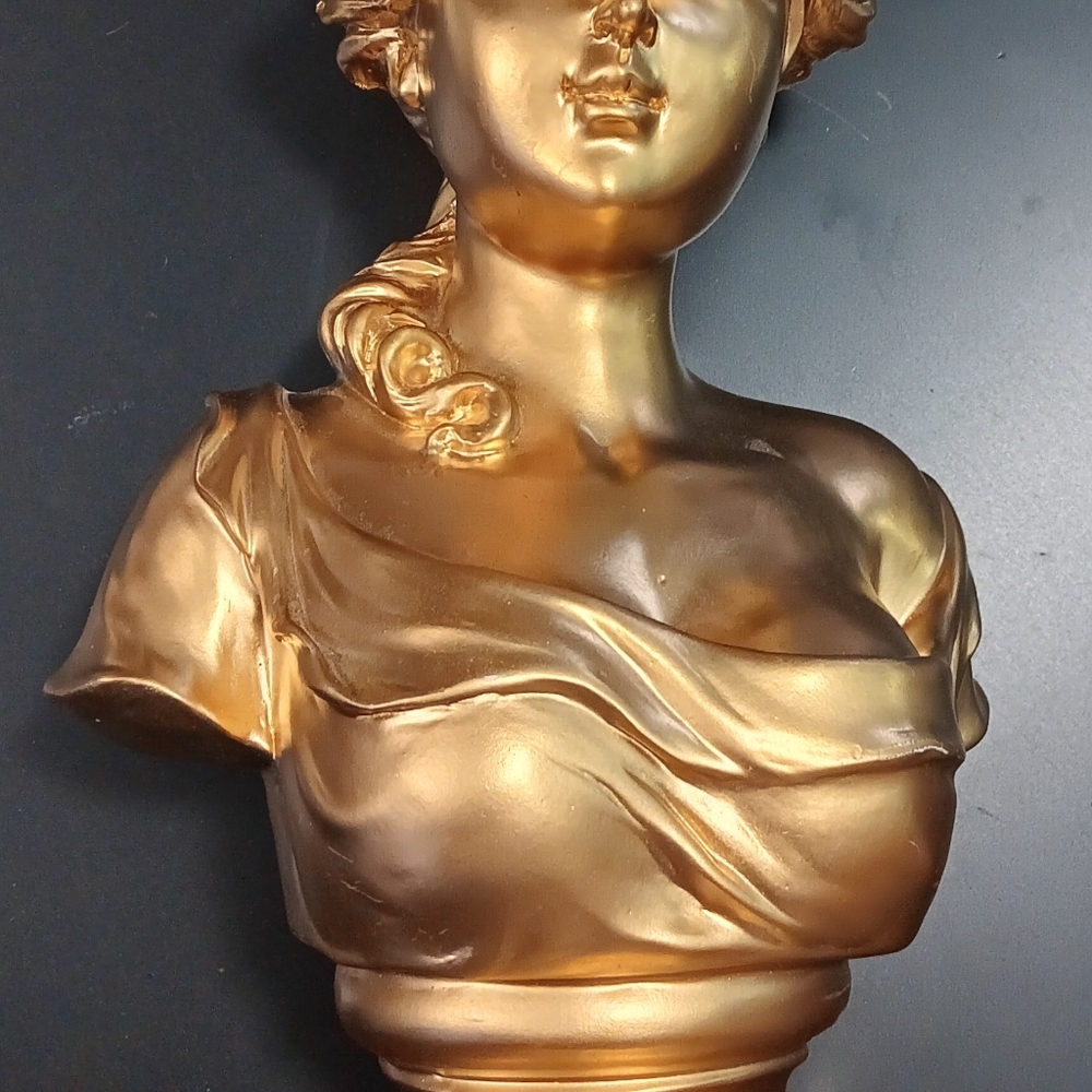 Venus Style  Gold Color Plaster Bust Statue Gild Rome - Picture 8 of 12